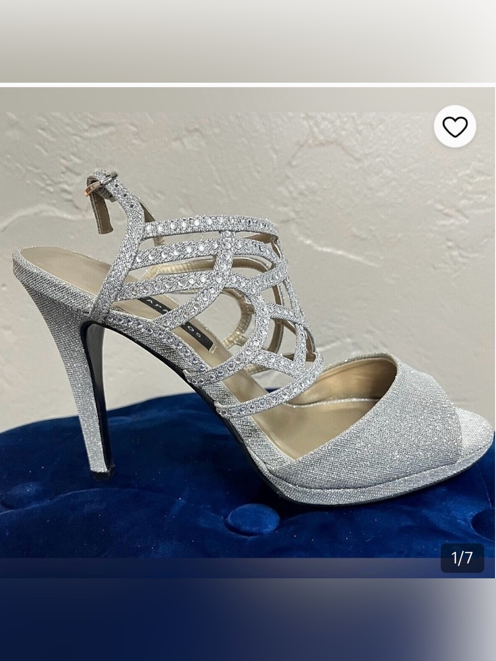 Glitter Open-Toe Silver Strappy High Heel Sandals - Women's